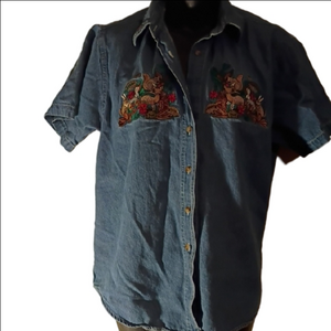 Quizz Again  Vintage Embroidered Woodsy Shirt